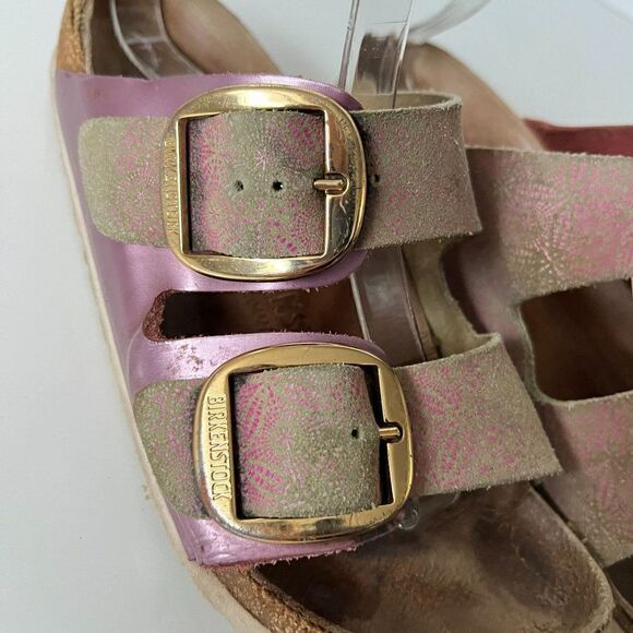 Birkenstock Arizona Big Buckle Washed Metallic Rose Two Strap Sandals 37 Narrow - Picture 3 of 11